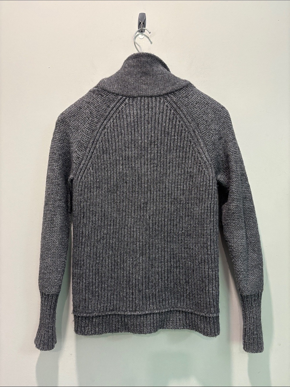 J.Crew Grey Wool Mohair Chunky Shawl Collar Cardigan Sweater Size L - Picture 11 of 15